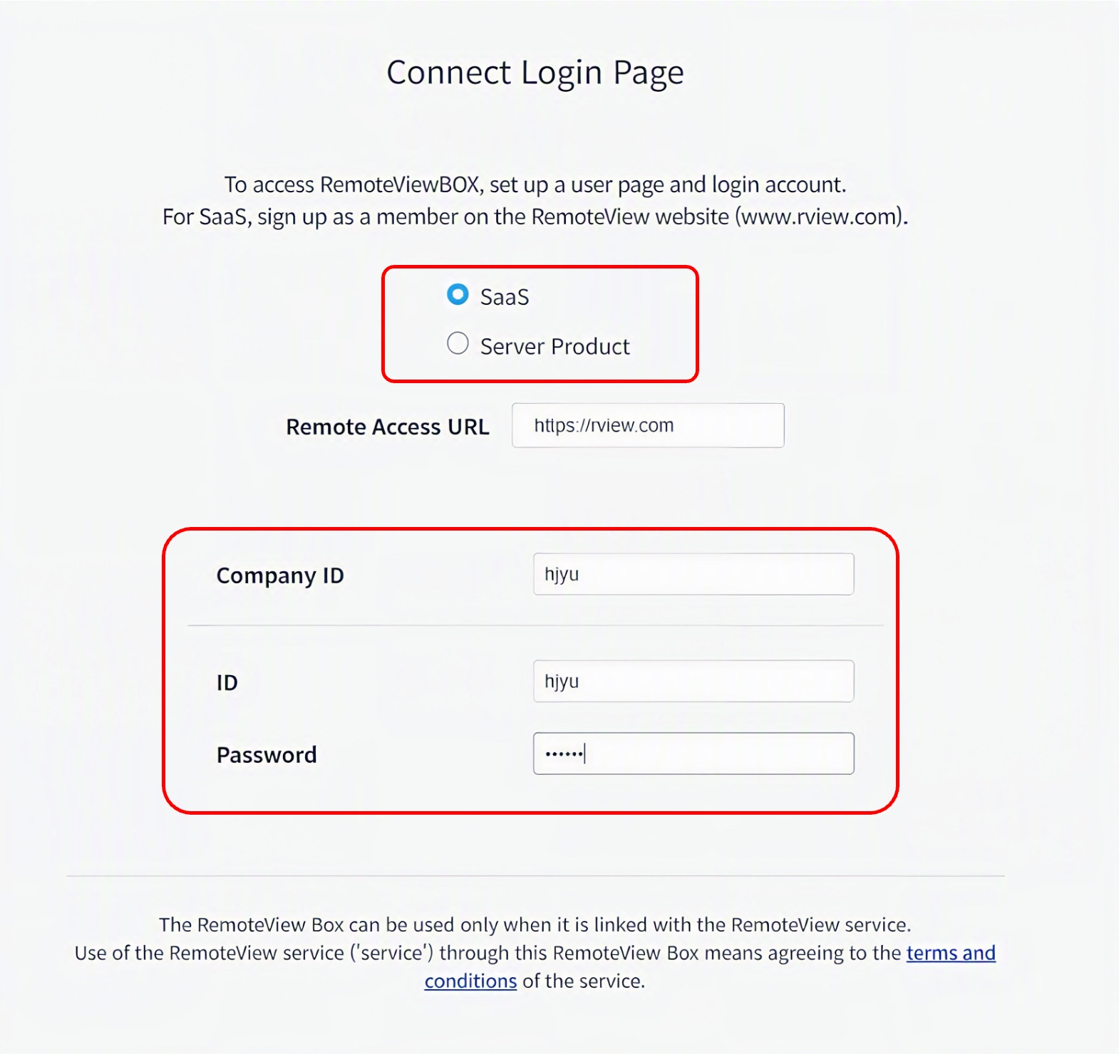Connect Login Page